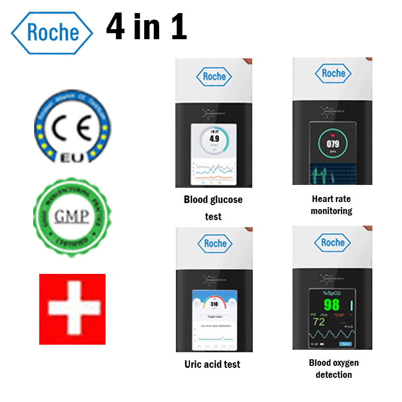 T01 (test della glicemia non invasivo + test dellossigeno nel sangue non invasivo + test dellacido urico non invasivo + monitoraggio della frequenza cardiaca + connessione Bluetooth + connessione al computer + rapporto del test fisico)